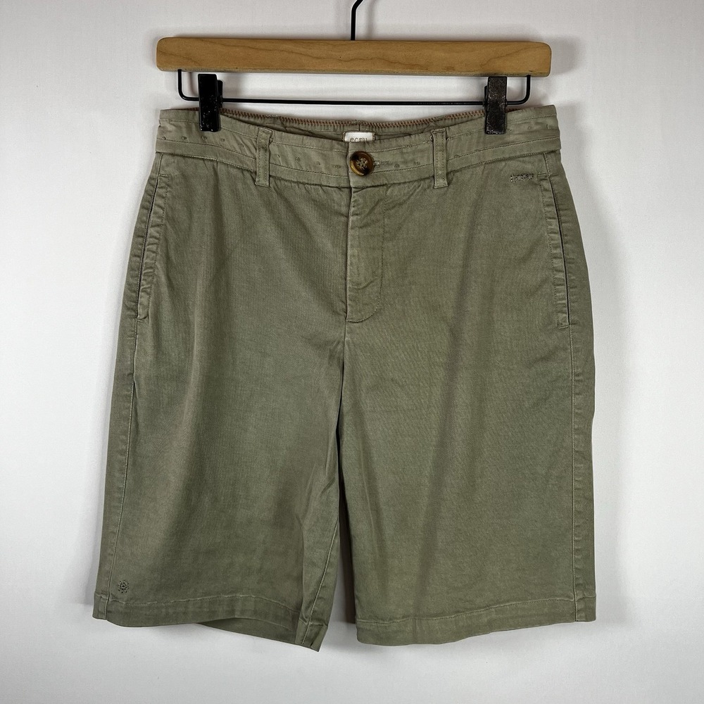 Ecru Shorts Women Size‎ 6 The Nash Army Green Khaki Bermuda Chino Tencel Pocket